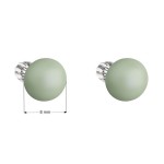 Stříbrné náušnice pecka s perlou Swarovski zelené kulaté 31142.3 pastel green