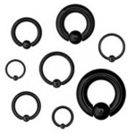 Piercing - kruh černý (1,6 x 10 mm, kulička 4 mm)