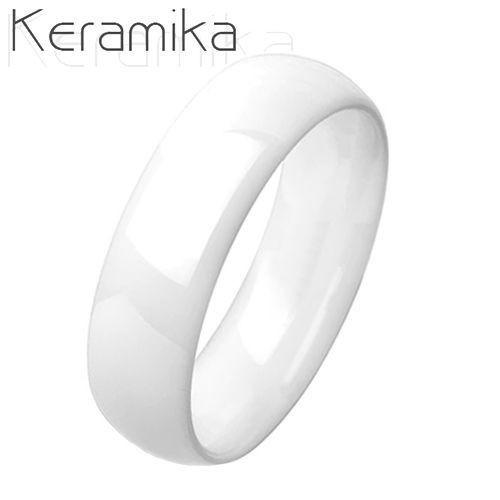KM1013-6 Dámský keramický prsten bílý, šíře 6 mm (50)