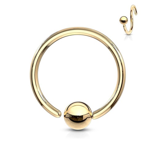 Piercing - kruh zlacený, kulička 3 mm