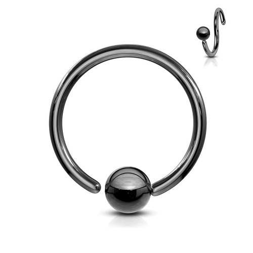 Piercing - kruh černý, kulička 3 mm (0,8 x 10 mm, 3 mm)
