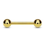 Pozlacený piercing do jazyka 1,6 x 16 mm, kuličky 6 mm