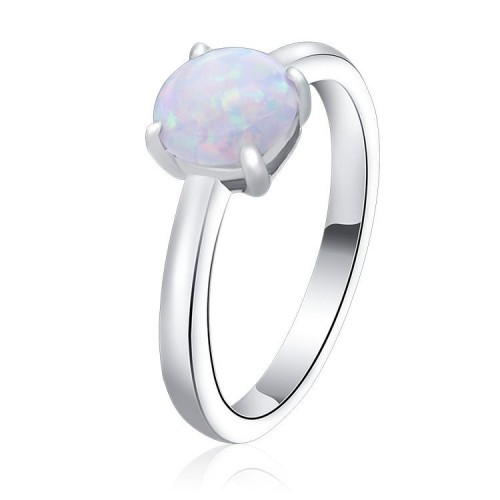 Stříbrný prsten s bílým opálem (2,19 g, 50)