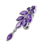 Stříbrný piercing do pupíku (růžová)