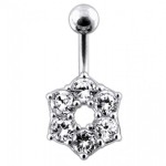 Stříbrný piercing do pupíku - kytička (čirá)
