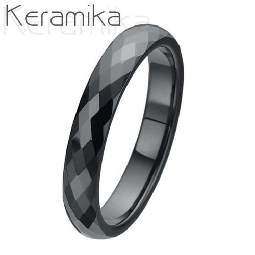 Keramický prsten černý, šíře 4 mm (58)