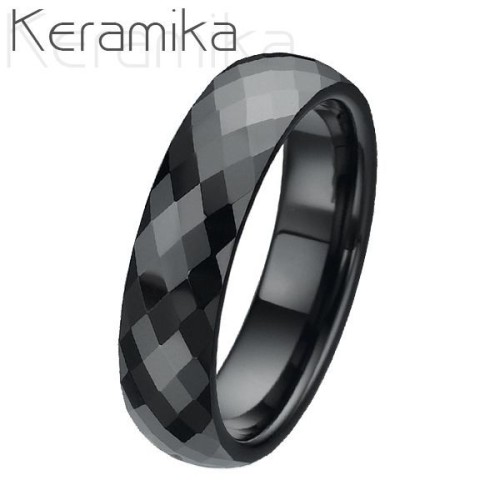 Keramický prsten černý, šíře 6 mm (70)