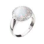 Stříbrný prsten se syntetickým opálem a krystaly Preciosa bílý 35060.1 [0]