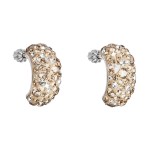 Stříbrné náušnice visací s krystaly Swarovski zlatý půlkruh 31164.5