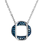 Stříbrný náhrdelník s krystaly Swarovski modrý kulatý 32016.5 [0]