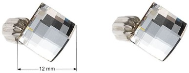 Stříbrné náušnice pecka s krystaly čirý čtverec 31108.1