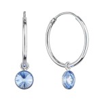 Stříbrné náušnice kruhy s modrým Swarovski krystalem 31309.3 lt. sapphire [0]