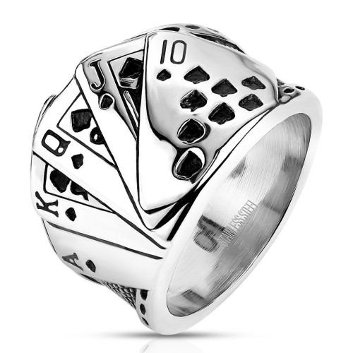 Pánský ocelový prsten s kartami (70)