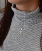 Sada šperků se syntetickým opálem a krystaly Preciosa náušnice a přívěsek korálové kulaté 39160.1