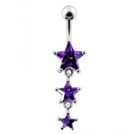 Stříbrný piercing do pupíku - hvězdy (tyrkysová)