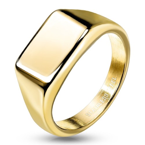 Zlacený ocelový prsten s možností rytiny (65)