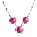 Stříbrný náhrdelník se Swarovski krystaly růžový kulatý 32033.3 fuchsia [0]