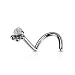 Zahnutý piercing do nosu se zirkonem (stříbrná)