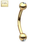 Zlatý piercing do obočí, Au 585/1000 (0,39 g, 1,2 x 8 mm)