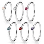 Piercing do nosu/ucha kruh s kamínkem (růžová)