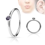 Piercing do nosu/ucha kruh s kamínkem (tyrkysová)