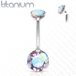 Piercing do pupíku vnitřní závit, zirkon - TITAN (tyrkysová)