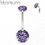 Piercing do pupíku vnitřní závit, zirkon - TITAN (tyrkysová)