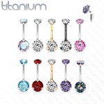 Piercing do pupíku vnitřní závit, zirkon - TITAN (tyrkysová)