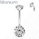 Piercing do pupíku vnitřní závit, zirkon - TITAN (tyrkysová)