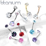 Piercing do pupíku vnitřní závit, zirkon - TITAN (tyrkysová)