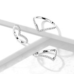 Ocelový prsten špička s čirými zirkony (57)