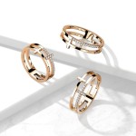 Dvojitý ocelový prsten s křížem (57)