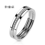 Ocelový prsten s čirými zirkony (52) [2]