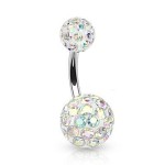 Piercing do pupíku zdobený krystaly Swarovski® (fialová)