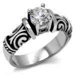 Ocelový prsten se zirkonem (60) [4]