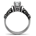 Ocelový prsten se zirkonem (60) [3]