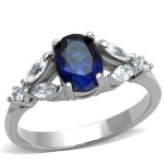 Ocelový prsten s modrým kamenem (50) [4]