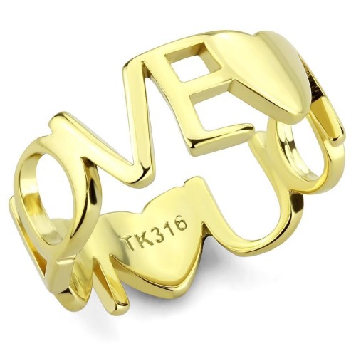 Zlacený ocelový prsten LOVE (55)
