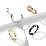 Černý segment kruh s hroty - helix / cartilage / tragus piercing (1,2 x 8 mm)