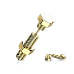 Falešný piercing do ucha - šroub (žluté zlato)