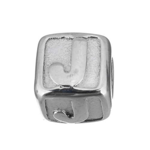 Navlékací ocelový přívěsek korálek - písmeno ”J”