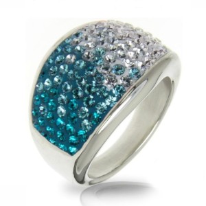 Ocelový prsten s krystaly Crystals from Swarovski®, BLUE ZIRCON