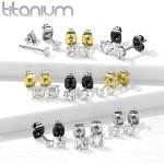Titanové náušnice se čtvercovým zirkonem (5 x 5 mm)