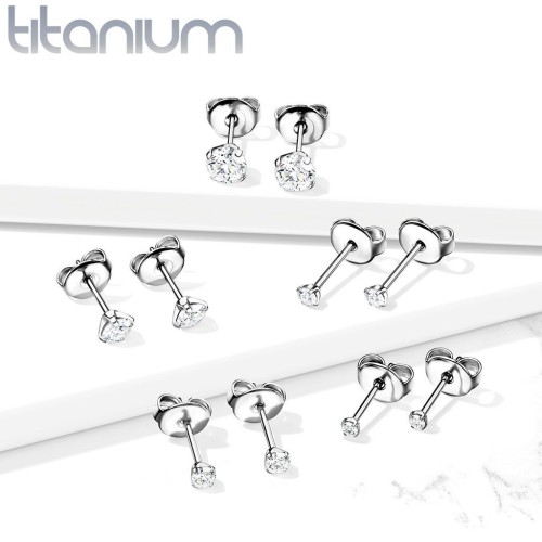 Titanové náušnice s kulatým zirkonem (2,5 mm)