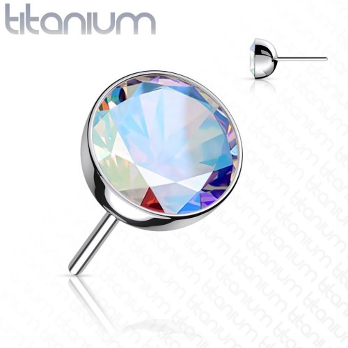 Kamínek k PUSH IN piercing do nosu TITAN, AB zirkon (4 mm)