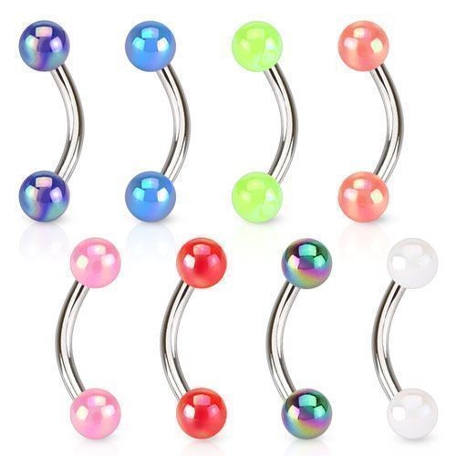 Piercing do obočí metalické kuličky (tmavá duhová)