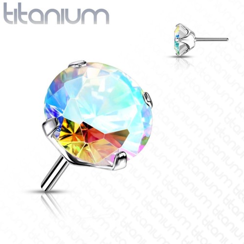 Kamínek k PUSH IN piercing do nosu TITAN, AB zirkon (4 mm)
