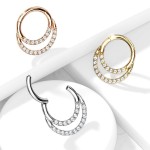 Piercing kruh segment, čiré kameny, 1,2 x 8 mm