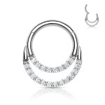 Piercing kruh segment, čiré kameny, 1,2 x 6 mm