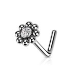 Zahnutý piercing do nosu - kytička zlacená